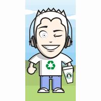 male avatar image - white t-shirt, headphones, eco-friendly